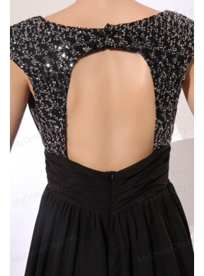 Black Straps Beaded Short Prom Dress with Mini-length