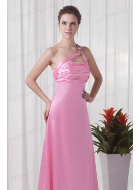 Brand new Column One Shoulder Brush Train Pink 2014 Prom Dress with Criss Cross