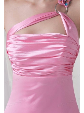 Brand new Column One Shoulder Brush Train Pink 2014 Prom Dress with Criss Cross