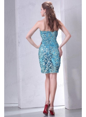 Brand New Strapless Column Sequins Mini-length Prom Dress in Teal