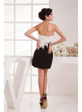 Column Strapless Mini-length Beading White 2014 Prom Dress