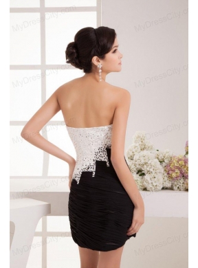 Column Strapless Mini-length Beading White 2014 Prom Dress