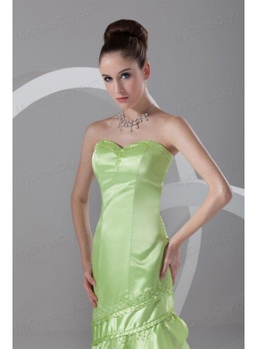 Column Sweetheart High-low Taffeta Beading Spring Green Prom Dress