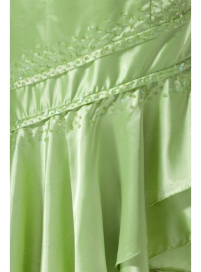 Column Sweetheart High-low Taffeta Beading Spring Green Prom Dress