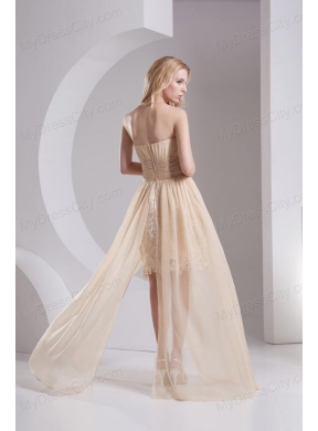 Empire Champagne Strapless Chiffon Prom Dress with Ruching