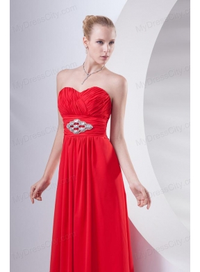 Empire Wine Red Sweetheart Beading Prom Dress with Chiffon