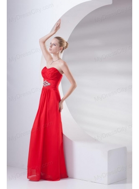 Empire Wine Red Sweetheart Beading Prom Dress with Chiffon