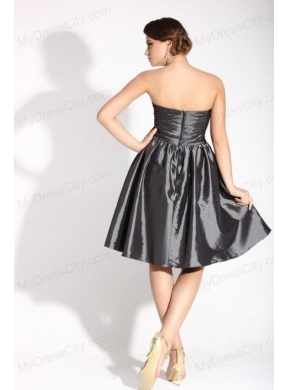 Grey Sweetheart Knee-length Prom Dress with Bowknot