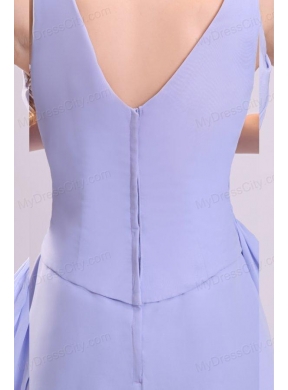 Lavender Chiffon Prom Dress with A-line V-neck Knee-length