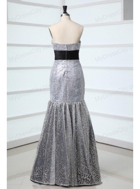 Mermaid Sweetheart Grey Sequins Fitted Prom Dress