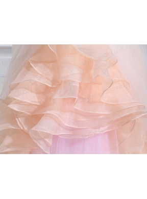 Multi-color Ball Gown Strapless Ruffles Court Train Prom Dress