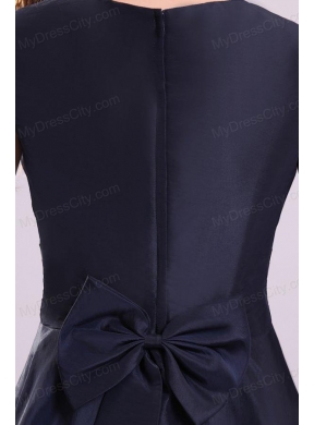Navy Blue Scoop Short Prom Dress with A-line Knee-length