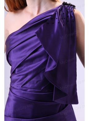 Purple Column One Shoulder Prom Dress with Mini-length