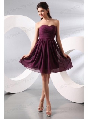 Purple Ruching Short Prom Dress with Knee-length