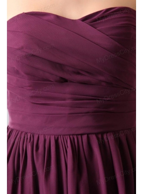 Purple Ruching Short Prom Dress with Knee-length