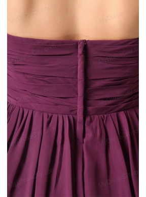 Purple Ruching Short Prom Dress with Knee-length