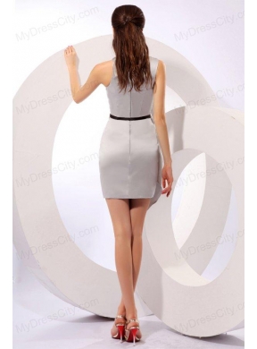 Sexy Column V-neck Mini-length Grey Prom Dress