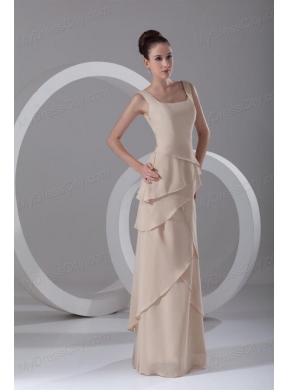 Simple Empire Champagne Square Chiffon Ruffles  Prom Dress with Side Zipper