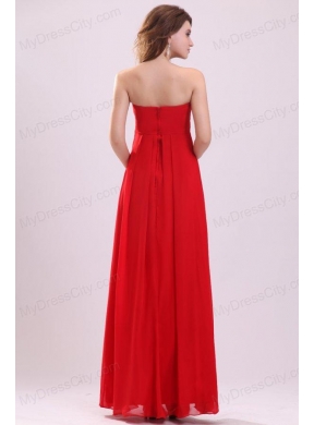 Simple Empire Sweetheart Floor-length Chiffon Ruching Red Prom Dress