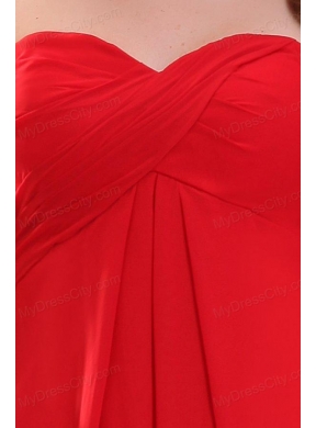 Simple Empire Sweetheart Floor-length Chiffon Ruching Red Prom Dress