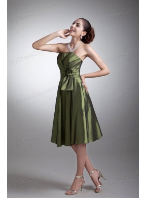 Simple Green Column Sweetheart Knee-length Ruching Prom Dress