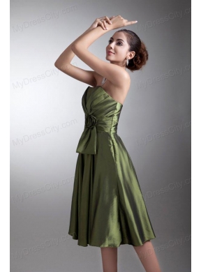 Simple Green Column Sweetheart Knee-length Ruching Prom Dress