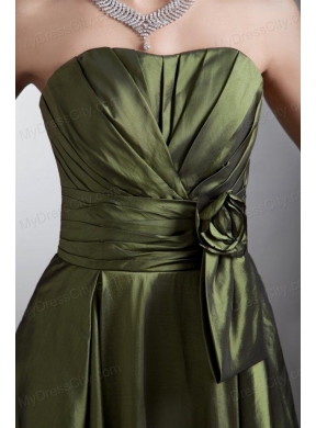 Simple Green Column Sweetheart Knee-length Ruching Prom Dress