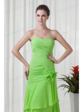 Spring Green Column Sweetheart Floor-length Chiffon Ruching Prom Dress