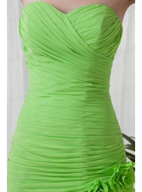 Spring Green Column Sweetheart Floor-length Chiffon Ruching Prom Dress