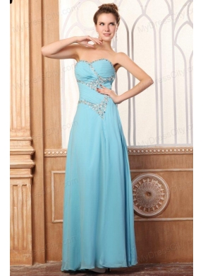 Sweetheart Light Blue Beading and High Silt Prom Dress with Chiffon