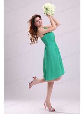 Turquoise Prom Dress with Bowknot and Ruching A-line One Shoulder