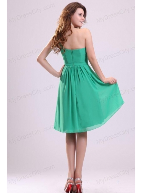 Turquoise Prom Dress with Bowknot and Ruching A-line One Shoulder