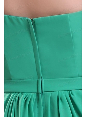 Turquoise Prom Dress with Bowknot and Ruching A-line One Shoulder