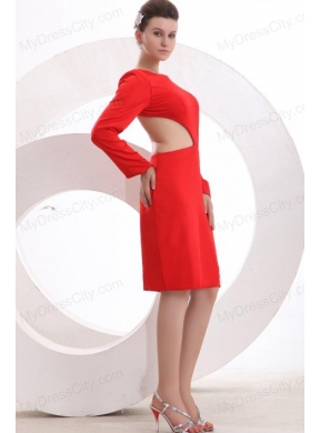 Wine Red Scoop Long Sleeves Knee-length Prom Dress