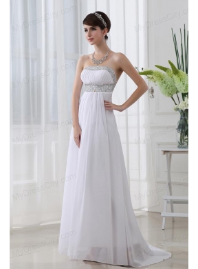 Strapless Beading and Ruching Backless Prom Dress