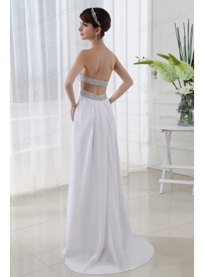 Strapless Beading and Ruching Backless Prom Dress