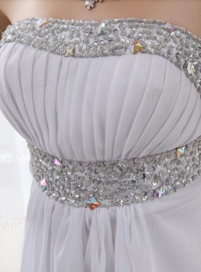 Strapless Beading and Ruching Backless Prom Dress