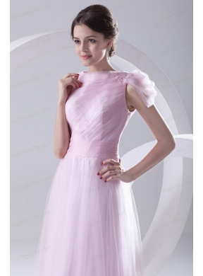 A-line Bateau Sashes Sleeveless Ruching Prom Dress