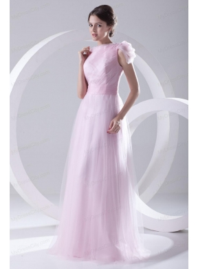 A-line Bateau Sashes Sleeveless Ruching Prom Dress