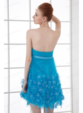 A-line Strapless Prom Dress with Beading Ruching Appliques Organza