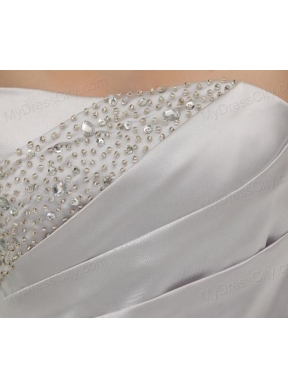 A-line Strapless Sashes and Beadings Floor-length White Prom Dress