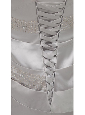 A-line Strapless Sashes and Beadings Floor-length White Prom Dress