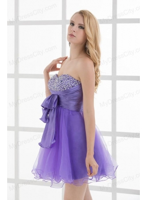 A-line Strapless Sleeveless Beading and Ruching Prom Dress