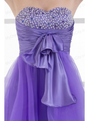 A-line Strapless Sleeveless Beading and Ruching Prom Dress