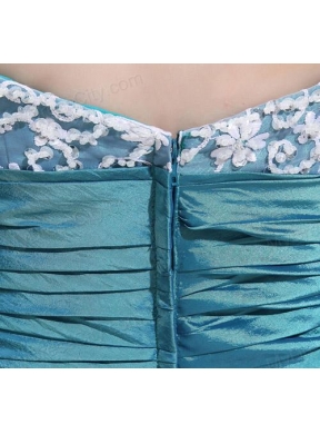 Sweetheart  High-low Beading and Applique Taffeta Teal Prom Dress