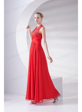 2014 New Empire Scoop Appliques Wine Red Chiffon Prom Dress