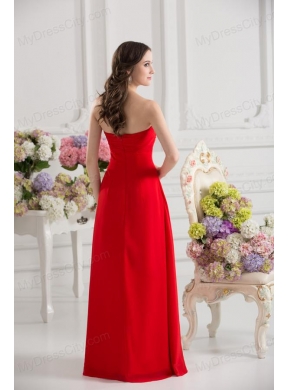 Empire Sweetheart Chiffon Beading Ruching Floor-length Prom Dress in Red