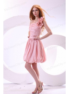 Flowers Straps Baby Pink Short Prom Dress with Knee-length