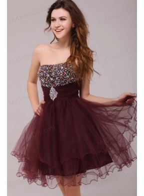 Princess Brown Beading and Ruching Tulle Prom Dress