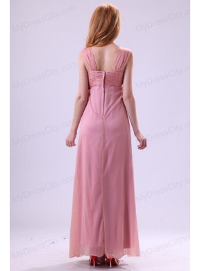 Simple Empire One Shoulder Beading and Ruching Chiffon Prom Dress